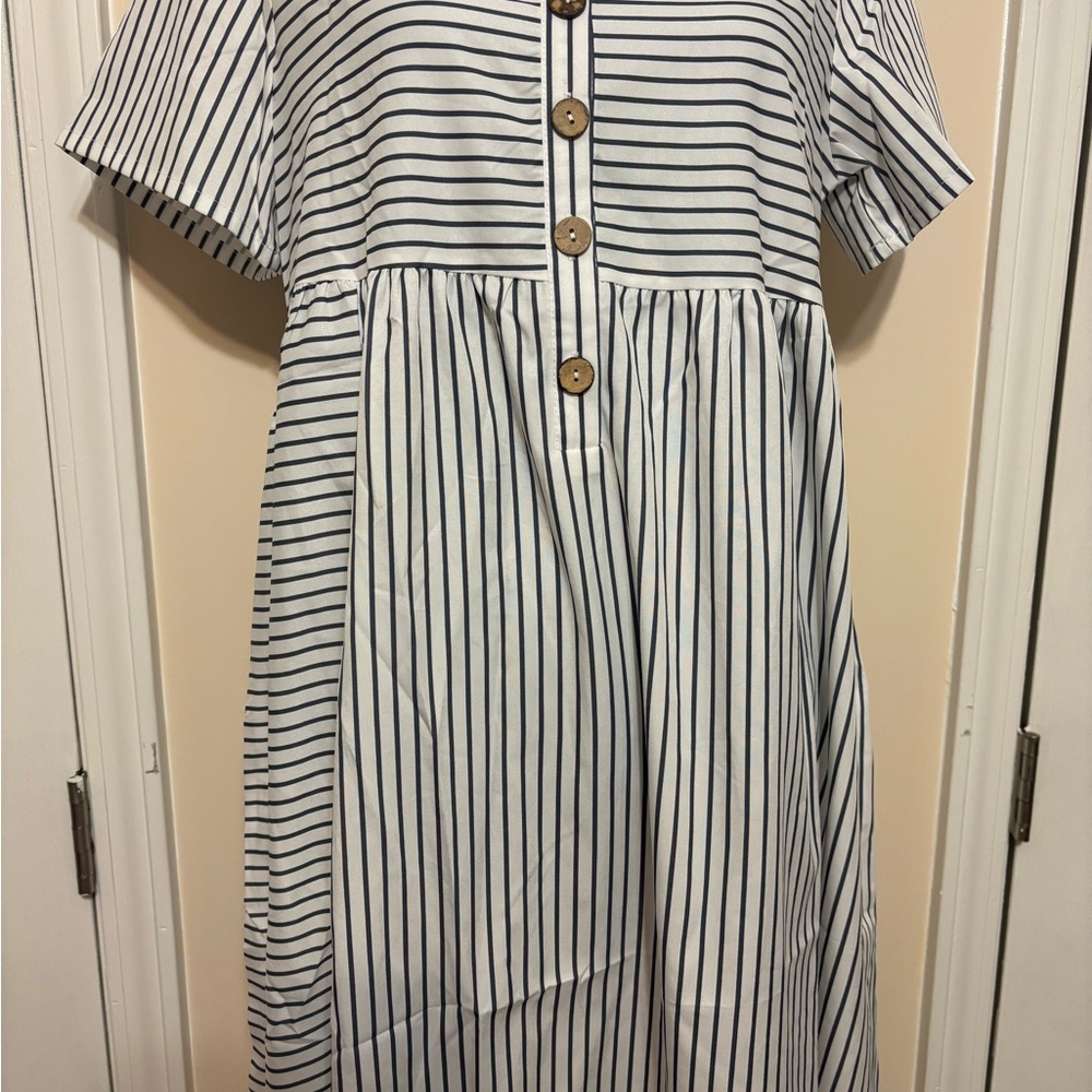Chic Button-Down Striped Dress - image 1